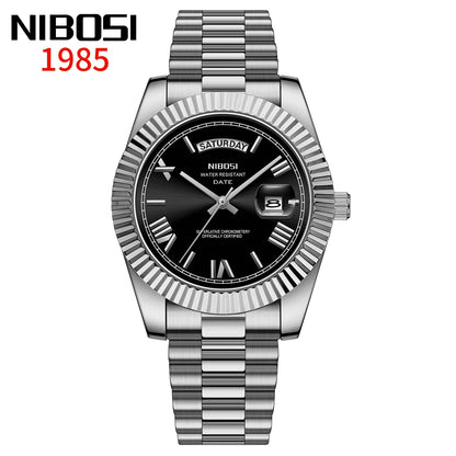 NIBOSI Brand Original Stainless Steel Quartz Watches For Men Luxury Date Display Luminous Fashion Men's Watch Relogios Masculino
