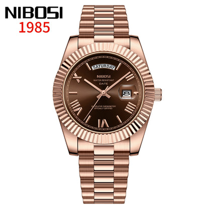NIBOSI Brand Original Stainless Steel Quartz Watches For Men Luxury Date Display Luminous Fashion Men's Watch Relogios Masculino